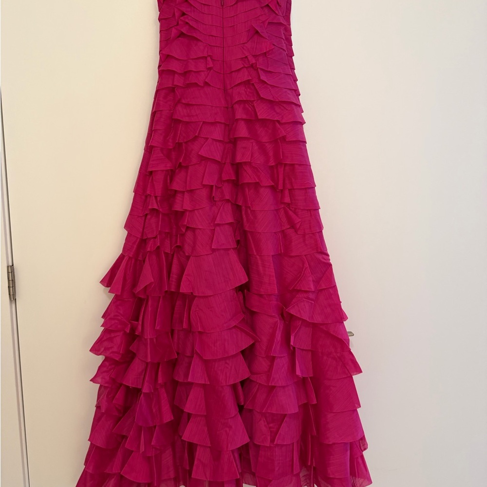 Aje Fuchsia Tiered Ruffle Strapless Maxi Dress - Picture 4 of 6